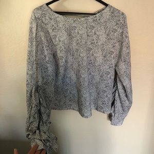 Ruffle, Peak-a-Boo shoulder blouse